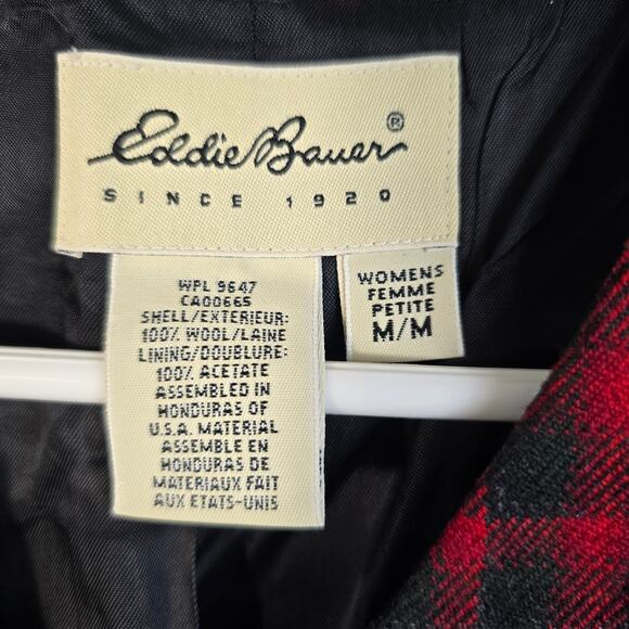 Eddie Bauer Vest Women's MP Red Charcoal Wool Plaid Academia Preppy Classic - Picture 4 of 7